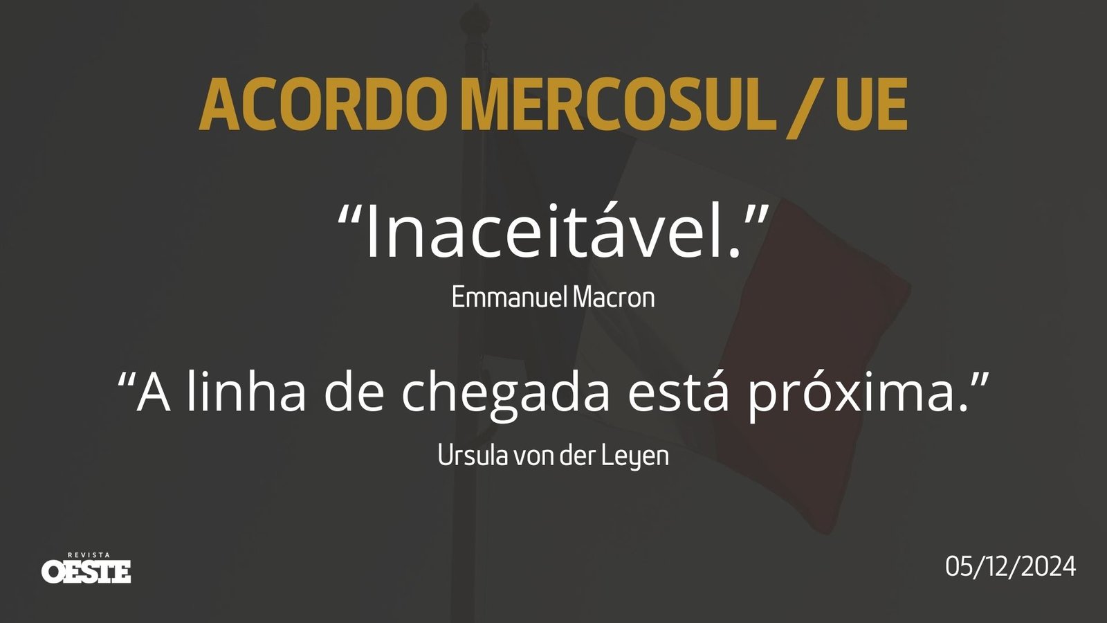 Macron critica acordo comercial entre Mercosul e União Europeia: ‘Inaceitável’