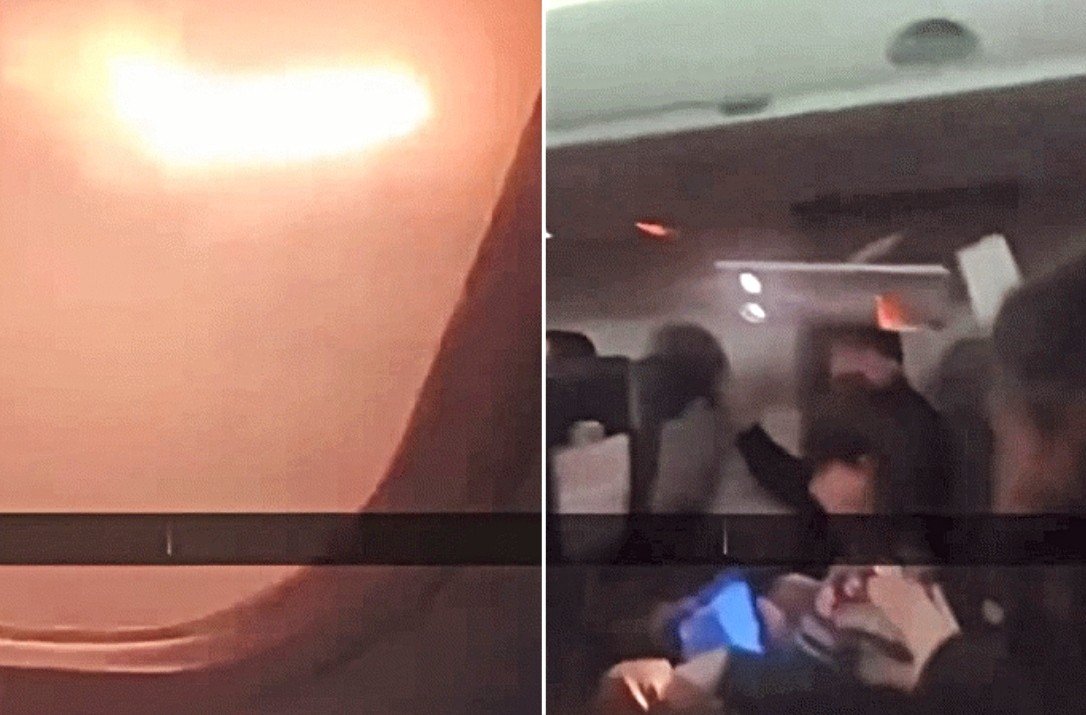 Avião pega fogo após pouso forçado no Canadá; veja vídeo