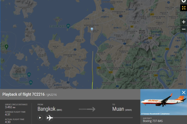 Vídeo mostra rota de avião que explodiu na Coreia do Sul