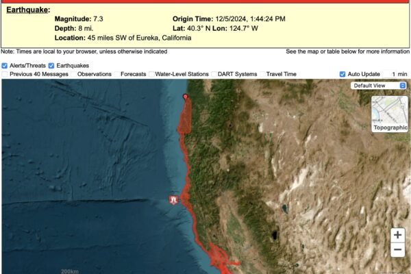 Governo dos EUA emite alerta de tsunami após forte terremoto ser sentido na costa da Califórnia