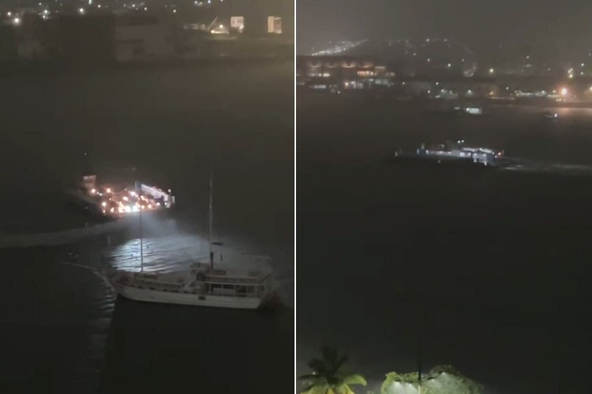 Balsa apresenta problema no motor e fica ‘rodando’ no meio do mar com passageiros; VÍDEO