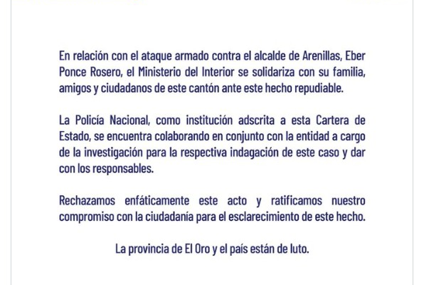 Prefeito é morto a tiros a um mês das eleições presidenciais no Equador