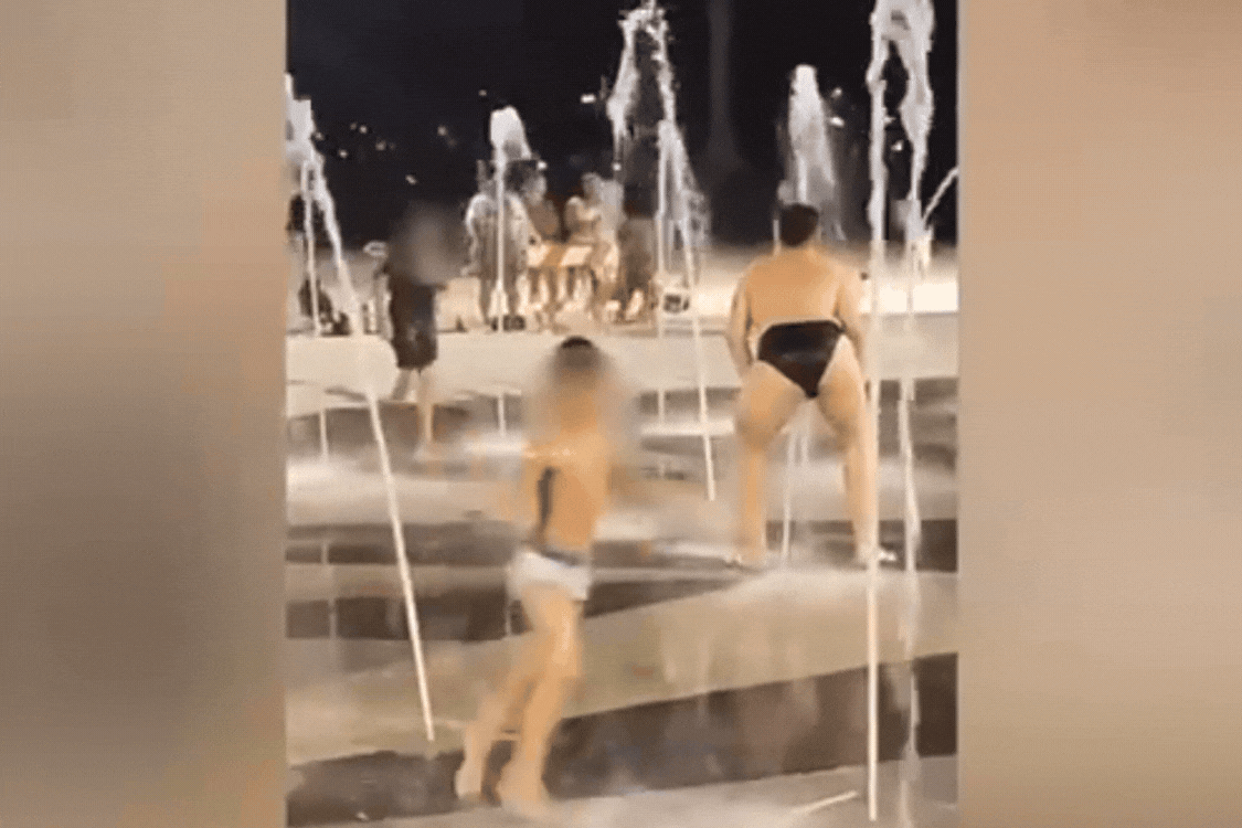 Homem de sunga rebola em ‘Fonte das Crianças’ e prefeito diz: ‘Babaca’; VÍDEO