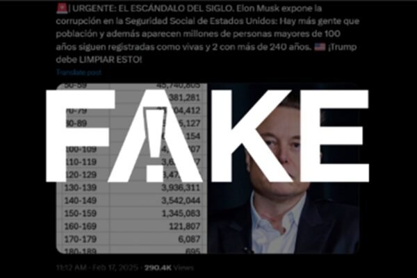 É #FAKE que Musk descobriu fraude na Previdência dos EUA com pagamento a milhões de pessoas mortas ou com mais de 100 anos