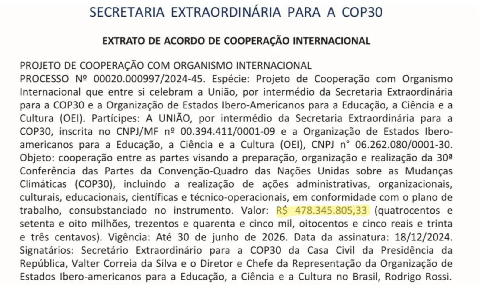 Governo Lula contrata organização internacional sem licitação para organizar COP30