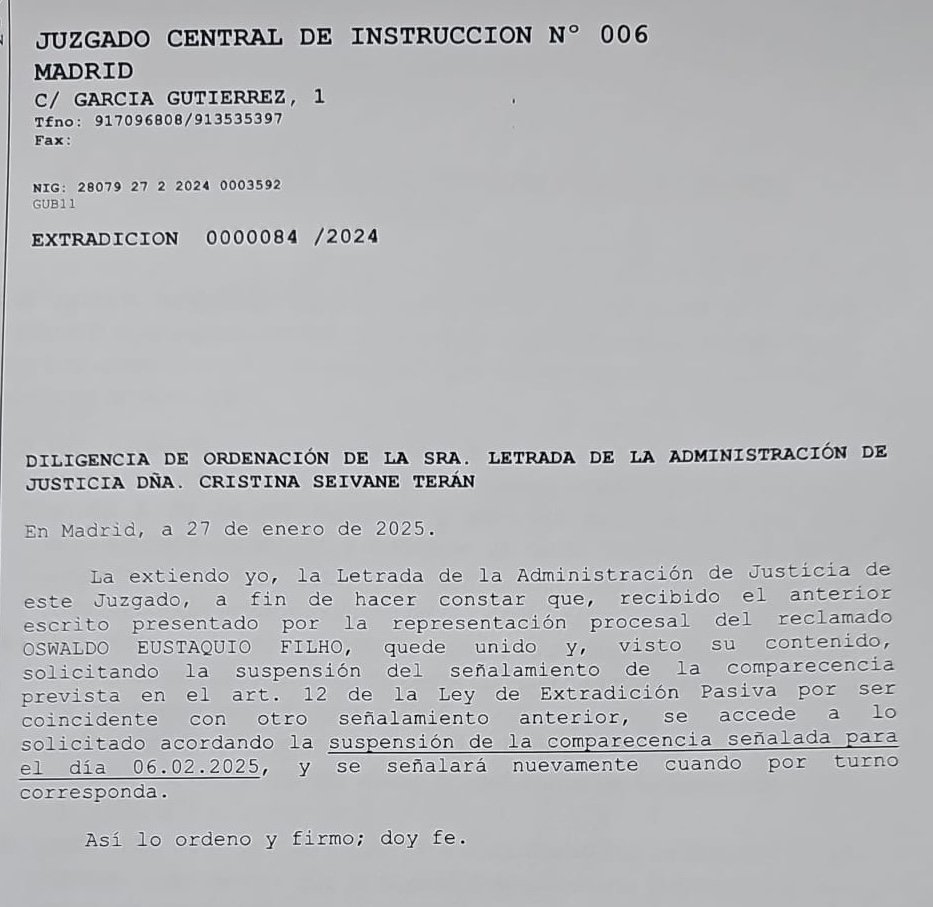 Oswaldo Eustáquio tem audiência cancelada pela Justiça da Espanha
