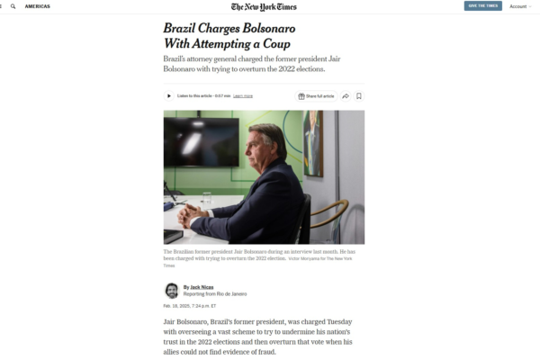Bolsonaro é denunciado pela PGR: veja a repercussão na imprensa internacional