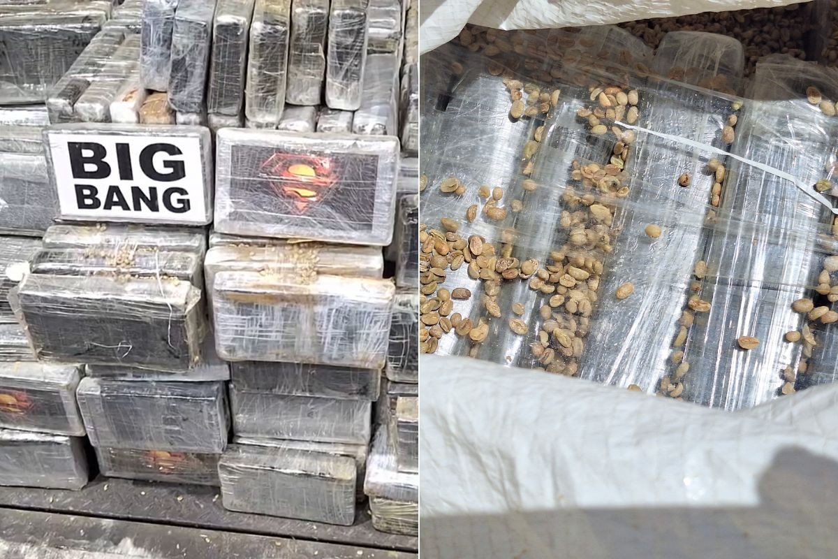 Receita Federal apreende mais de 800 kg de cocaína em carga de café no Porto de Santos, SP