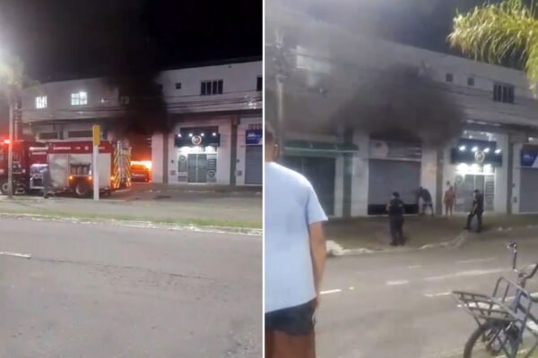 Carro pega fogo e provoca explosões dentro de oficina no litoral de SP; VÍDEO