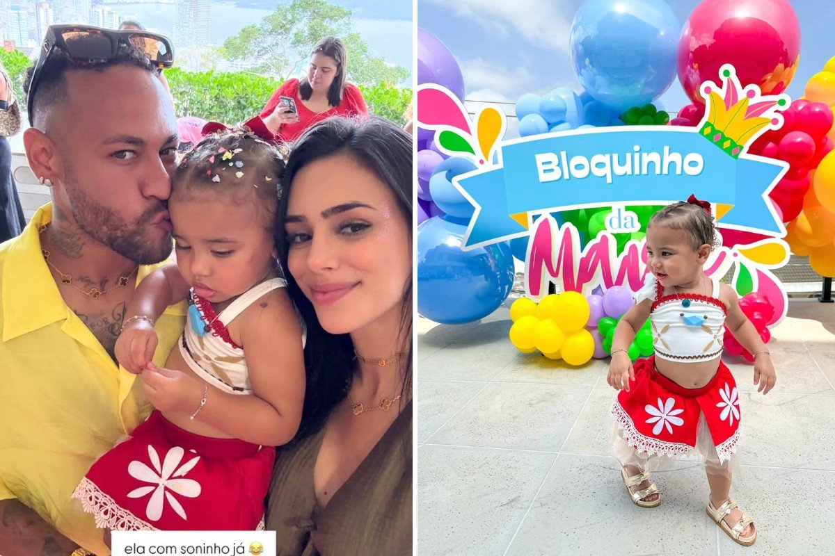 Bruna Biancardi e Neymar curtem Carnaval no Bloquinho da Mavie: ‘Vamos aprontar’;  VEJA