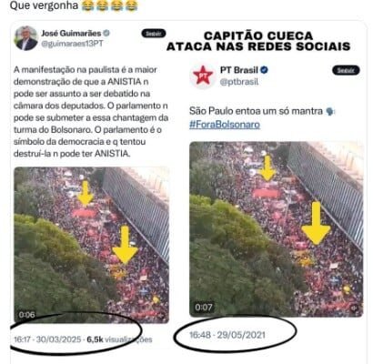 Deputado petista posta vídeo antigo como se fosse de ato de Boulos