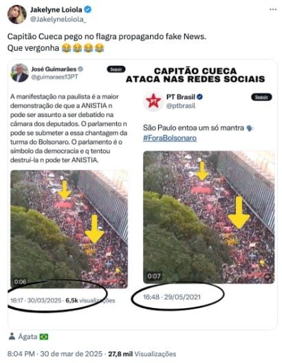 Deputado petista posta vídeo antigo como se fosse de ato de Boulos