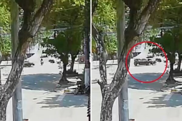 Câmera flagra grávida sendo arremessada da moto em acidente com carro; ASSISTA