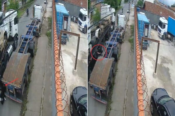 Motociclista morre atropelada por caminhão durante ultrapassagem no litoral de SP; VÍDEO