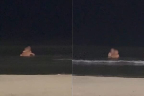 Casal é flagrado em momento íntimo no mar em SP; VÍDEO