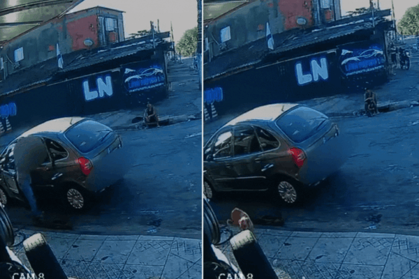 Motorista é filmado abandonando cachorro em frente a borracharia; VÍDEO