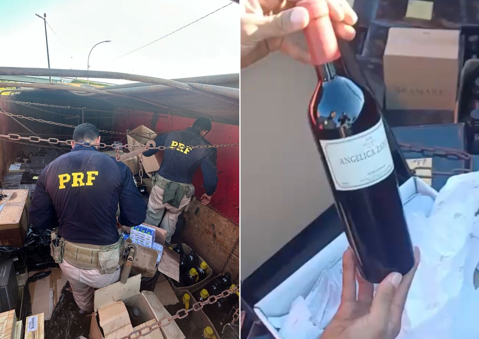 Caminhoneiro é detido com 2 mil garrafas de vinho sem nota e 750 litros de azeite proibido no Brasil