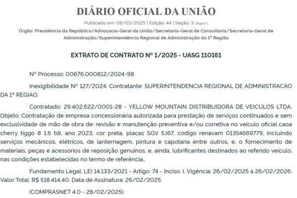 AGU quer gastar R$ 518 mil com a manutenção de 1 carro durante 1 ano