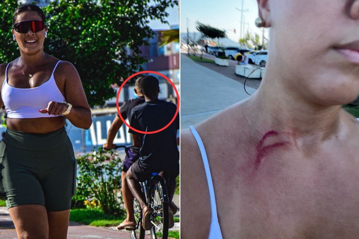 Mulher é ferida no pescoço durante assalto na orla da praia de Santos; VÍDEO