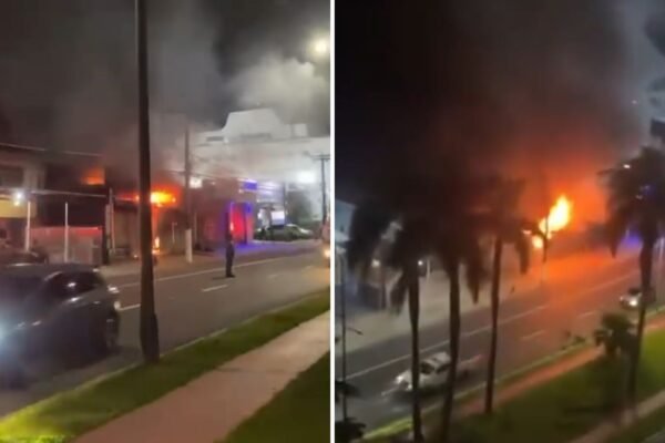 Incêndio atinge oficina mecânica em Guarujá