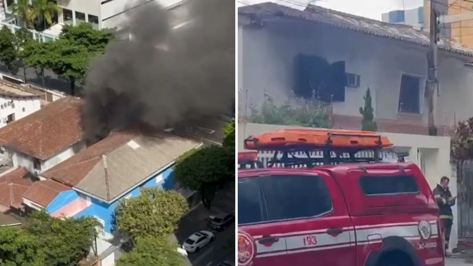 Homem tem 90% do corpo queimado durante incêndio em casa no litoral de SP; VÍDEO