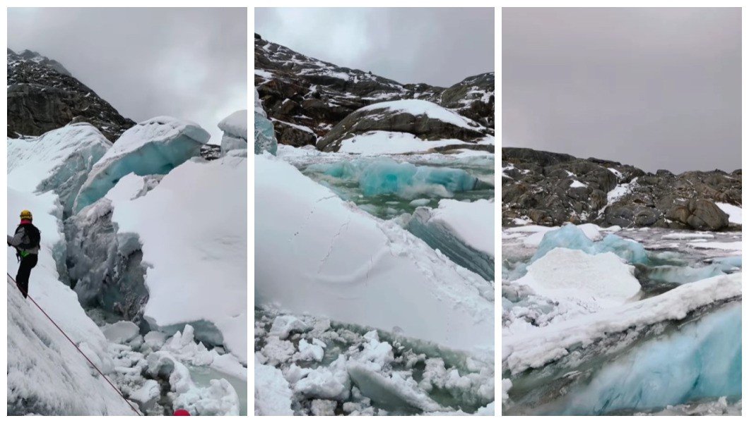 VÍDEO: Glaciar se desprende e transforma treinamento de resgate em exercício real para alpinistas no Peru