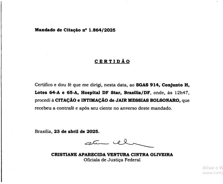 Intimação de Bolsonaro na UTI: oficial de Justiça apresenta relatório a Moraes