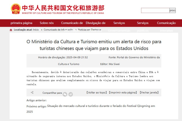 EUA x China: Governo chinês emite alerta de risco para viagens aos Estados Unidos