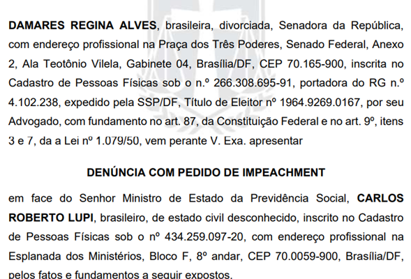 Lupi é alvo de pedido de impeachment