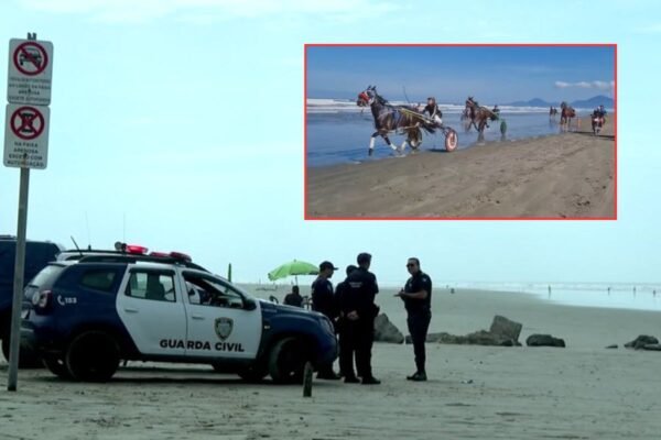 Autoridades do litoral de SP adotam medidas para fiscalizar racha de charretes após morte de turista Autoridades do litoral de SP adotam medidas para fiscalizar racha de charretes após morte de turista