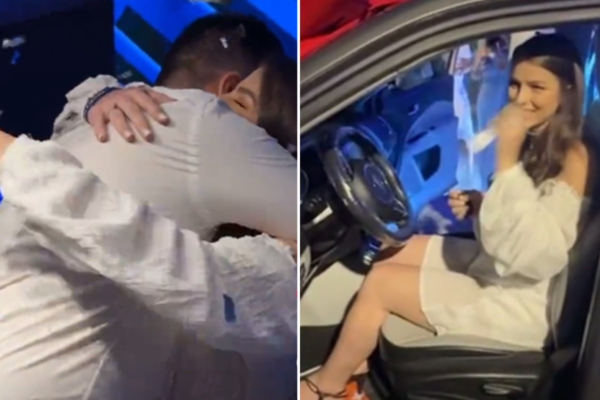 Vídeo mostra jovem ganhando carro de empresa que perdeu ao ser demitida no litoral de SP