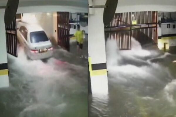Moradores fazem força-tarefa para salvar carros de garagem alagada durante temporal em SP; VÍDEO
