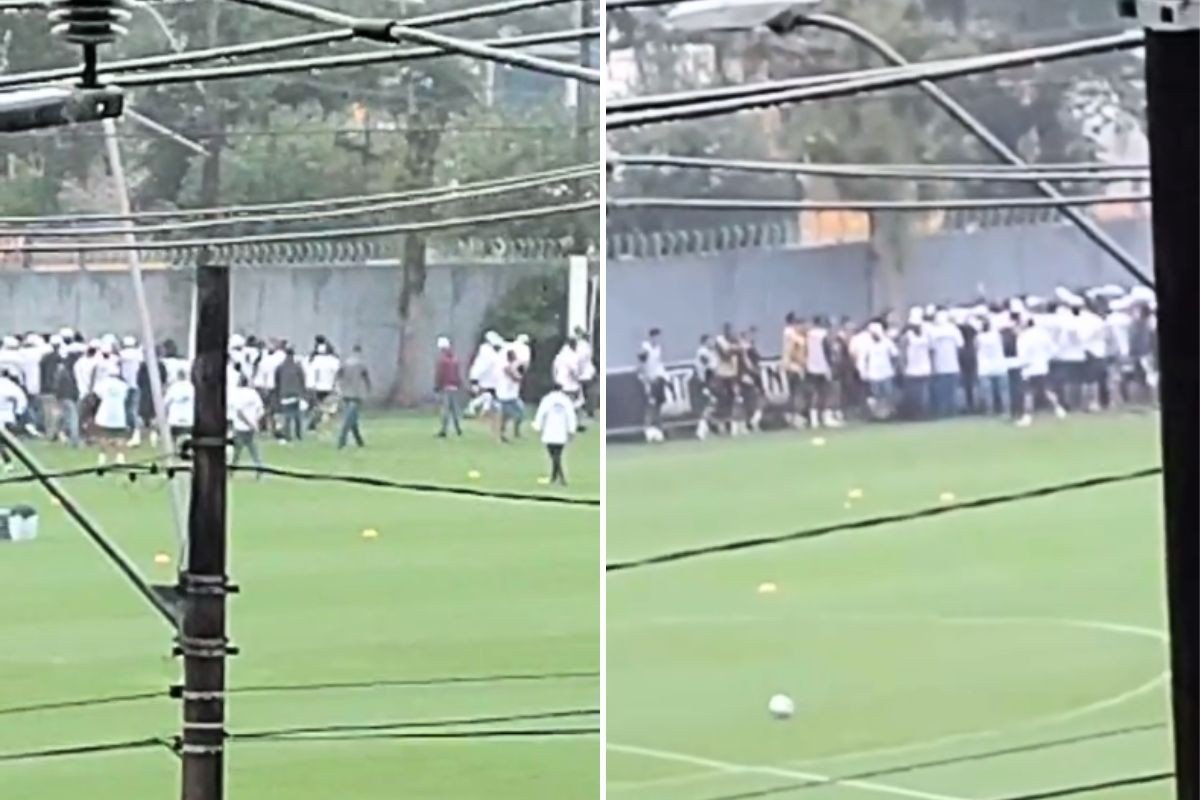Vídeo mostra torcida do Santos FC invadindo Centro de Treinamento para cobrar elenco após derrotas