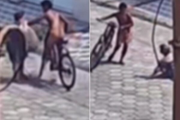Idosa é roubada e derrubada por ladrão de bicicleta em São Vicente, SP; VÍDEO