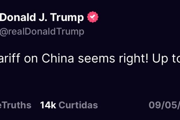 Trump sugere diminuir tarifas da China para 80%