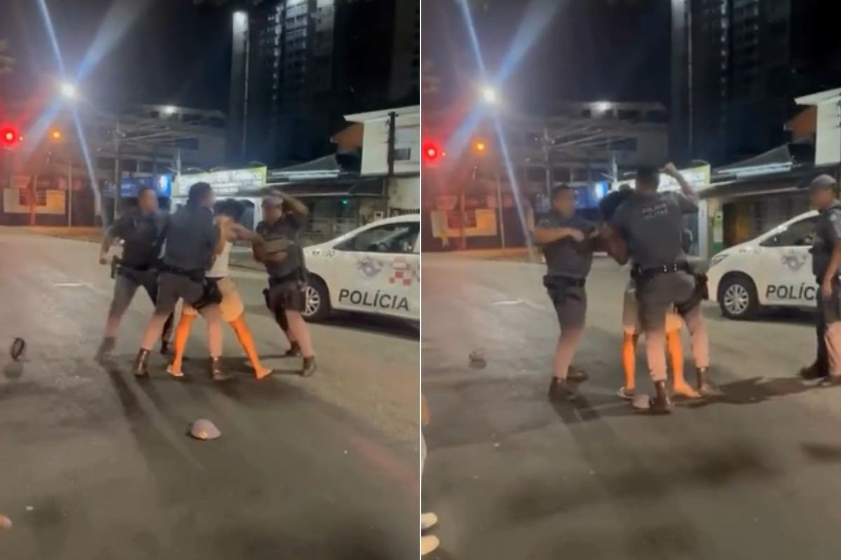 Homem é agredido por PMs após ser barrado de entrar em bar por estar de chinelos; VÍDEO