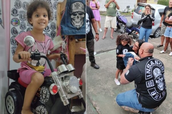 Menina vira ‘mascote’ de moto clube após colecionar adesivos do grupo e perder medo de dormir sozinha; VÍDEO