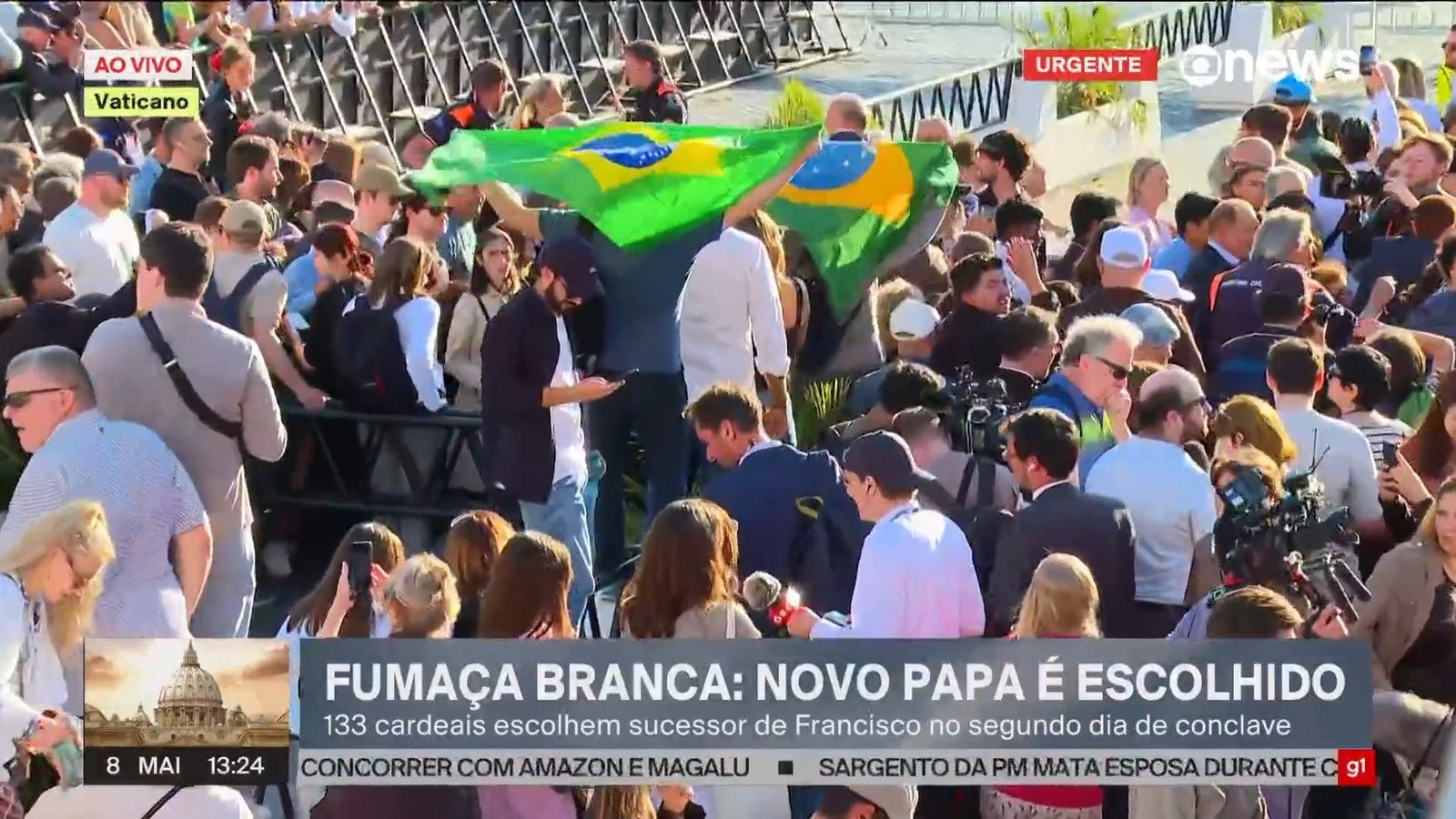 ‘Arrepiante’: brasileiros presentes na Praça São Pedro falam da emoção com escolha do papa