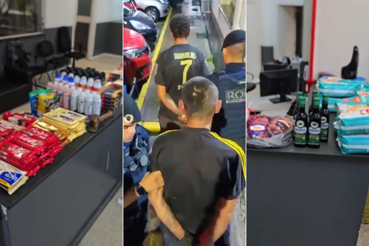 Dupla é presa após arrombar supermercado e furtar carne, chocolate e produtos de higiene no litoral de SP; VÍDEO