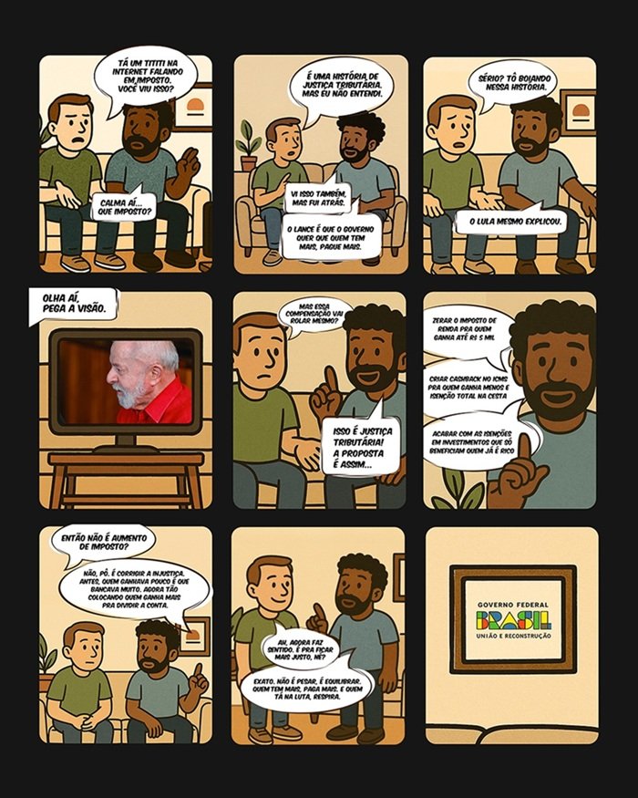 Em charge, Lula tenta explicar aumento de impostos: ‘Justiça tributária’; veja arte