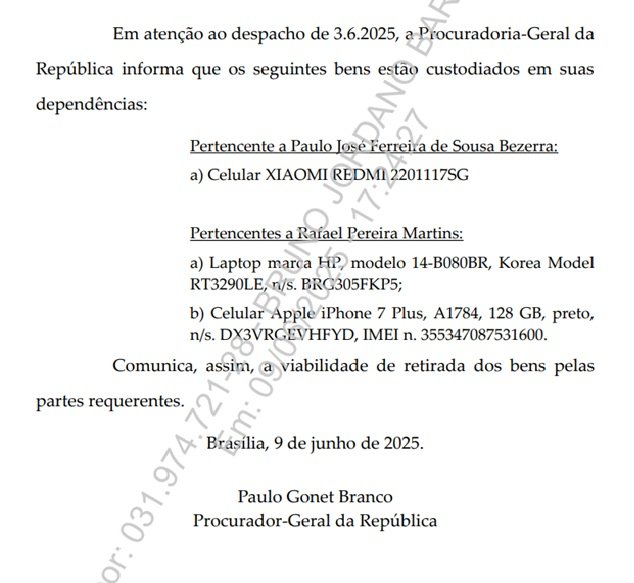 8 de janeiro: Gonet responde sobre celulares e notebook desaparecidos em investigação