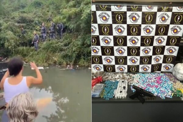 Suspeito é baleado em troca de tiros com policiais em comunidade do litoral de SP; VÍDEO