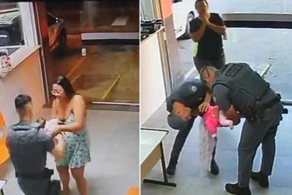 Bebê fica roxa e é salva por policiais em duas ocasiões; mãe diz que sem eles não teria sobrevivido