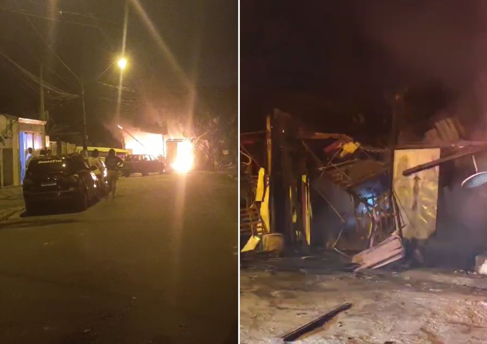 Incêndio destrói casa cheia de recicláveis e mobiliza bombeiros em Praia Grande, SP; VÍDEO