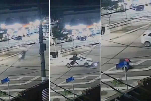 Motociclista dá cambalhota após ser arremessado em batida em Santos, SP, e recusa atendimento; VEJA