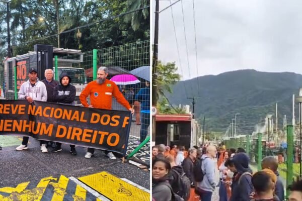 Funcionários de refinaria fazem greve e reivindicam salários atrasados em Cubatão, SP