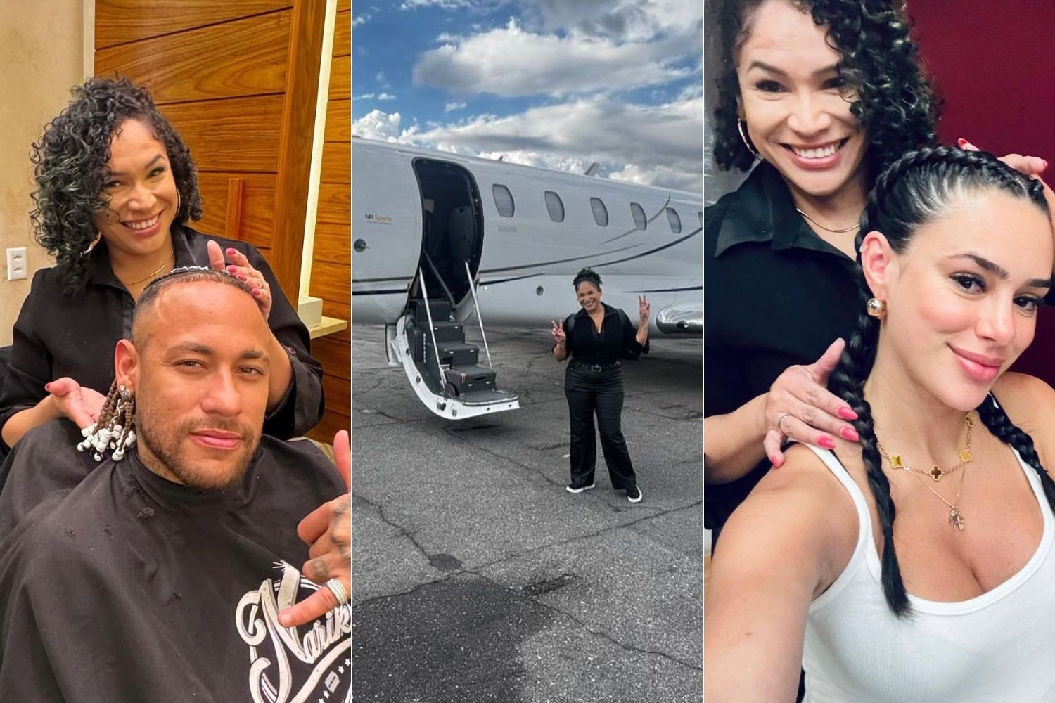 Trancista que mudou visual de Neymar vai ao RJ de jatinho e atende Bruna Biancardi; veja