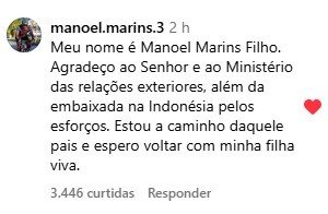 Pai de Juliana Marins agradece apoio e diz que está a caminho da Indonésia: ‘espero voltar com minha filha viva’