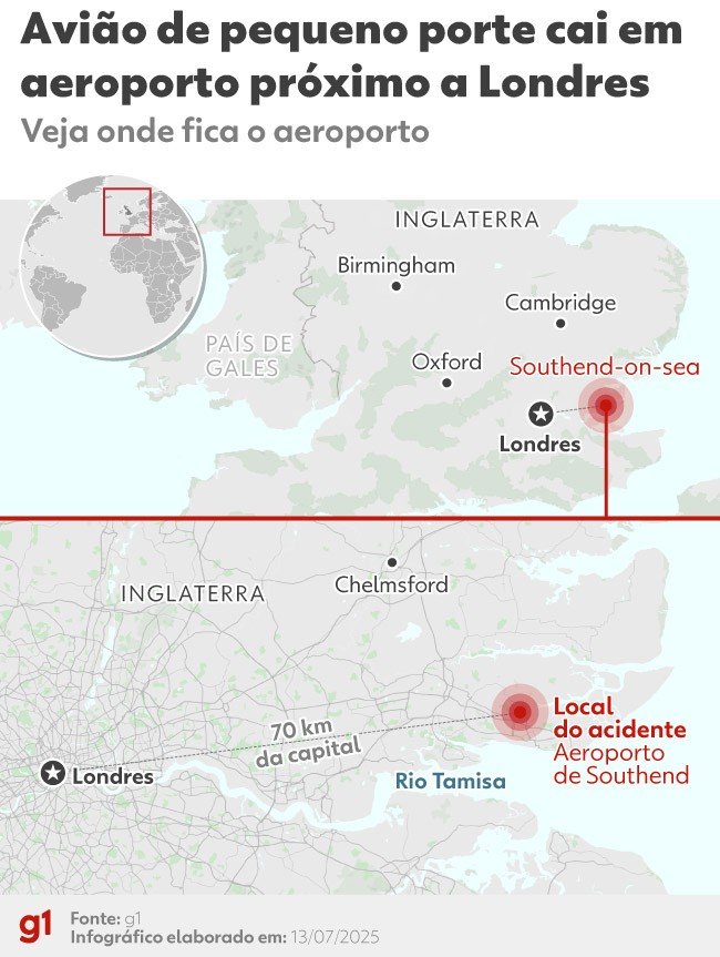 Quatro morrem em queda de avião de pequeno Londres