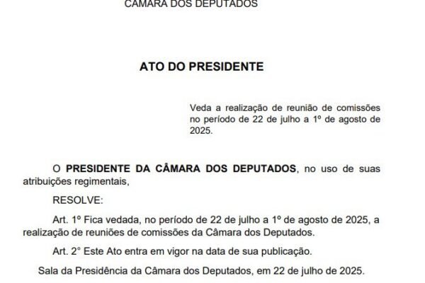 Motta proíbe reuniões de comissões no recesso da Câmara